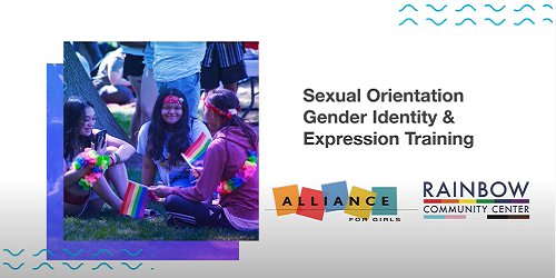 AFG Learning Hub promo image that says Sexual Orientation Gender Identity & Expression Training. Also include AFG logo and Rainbow Community Center logo.