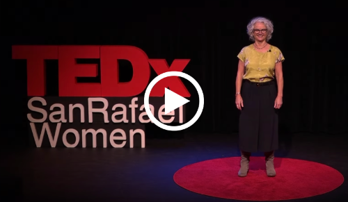 Video still of Connie Sobczak, Executive Director of The Body Positive, speaking at TEDxSanRafaelWomen