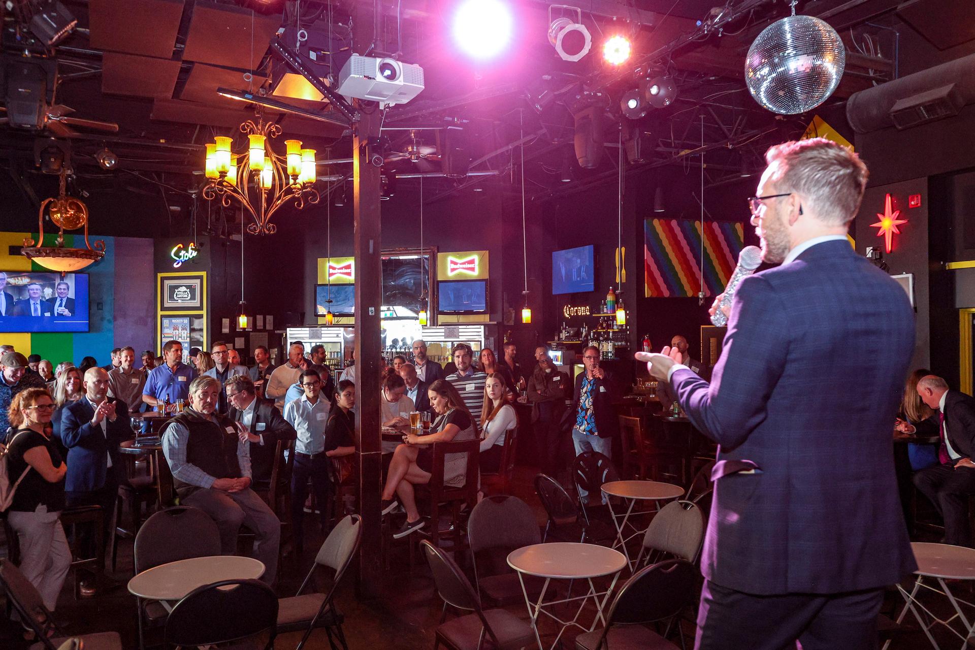 Jeff Guignard speaking at the ABLE BC 20th anniversary party