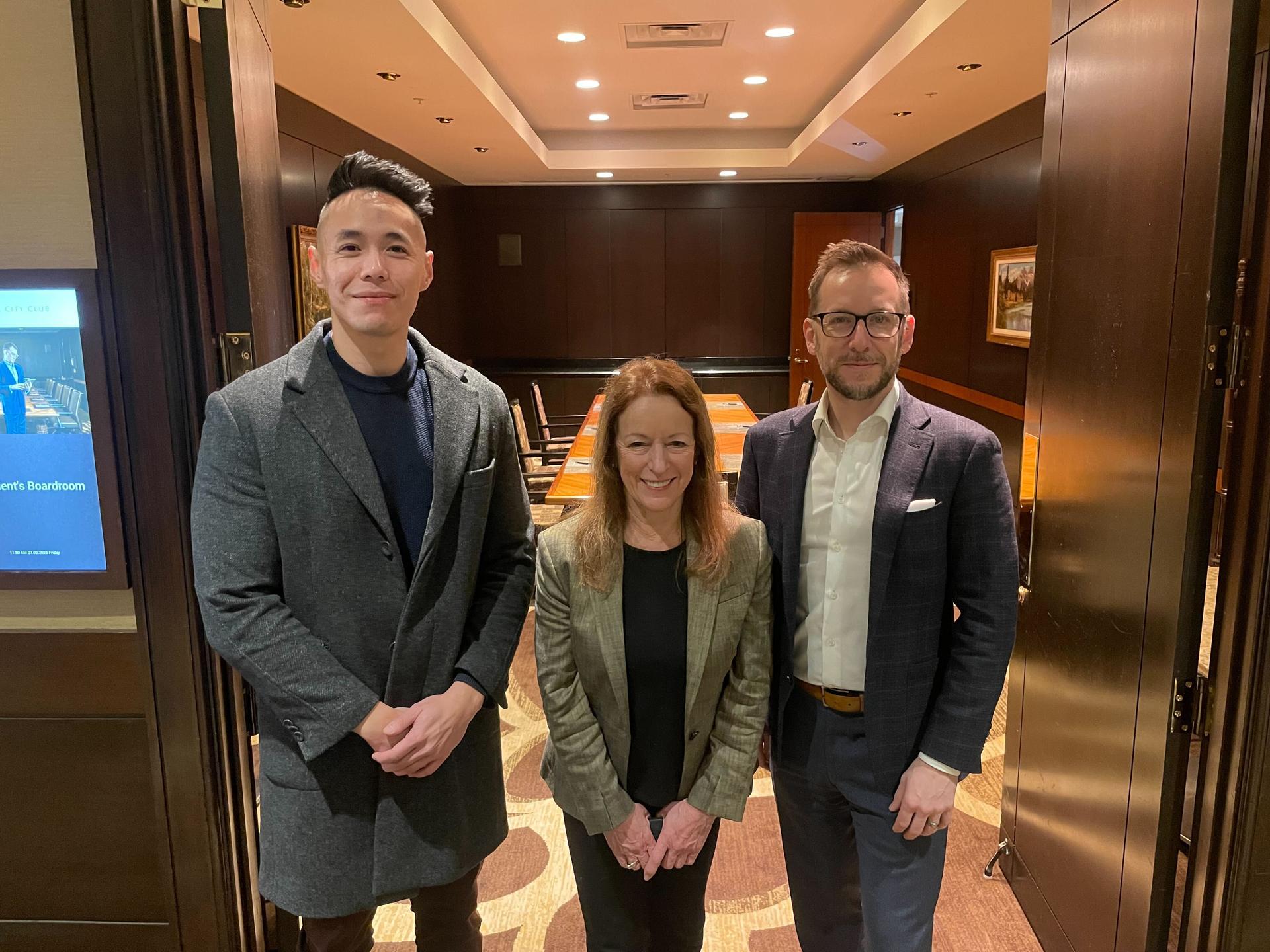 Bo Chen and Jeff Guignard with Surrey Councillor Linda Annis